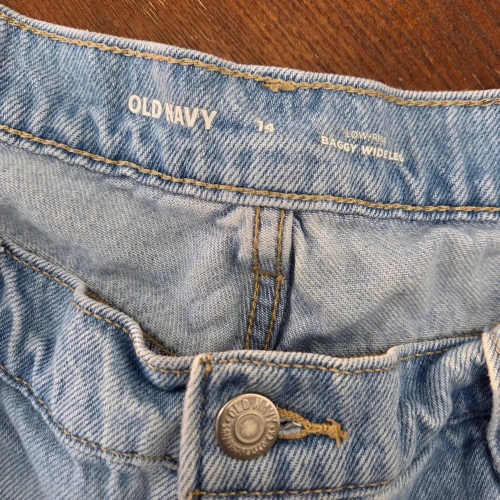 Old Navy Baggy Wide‎ leg Low Rise Jeans Light Wash Womens size 14